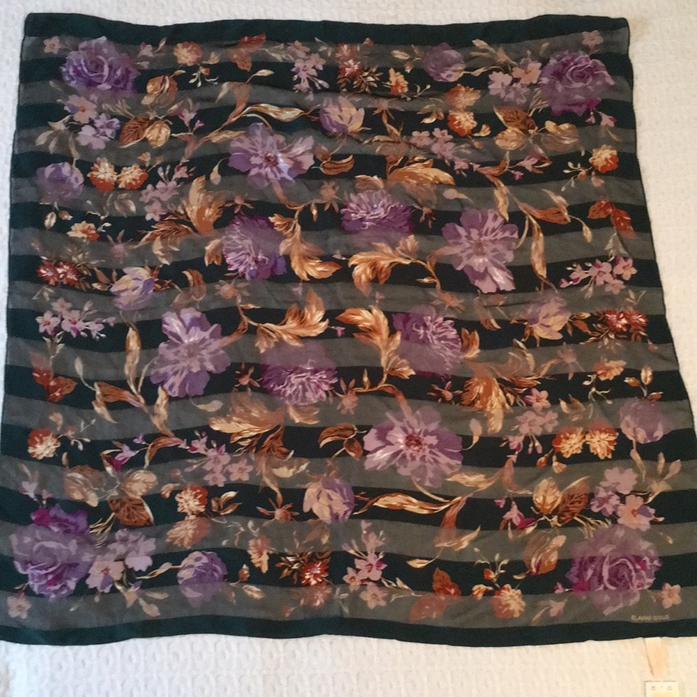 Elaine Gold Colorful Florals Polyester Scarf NWT